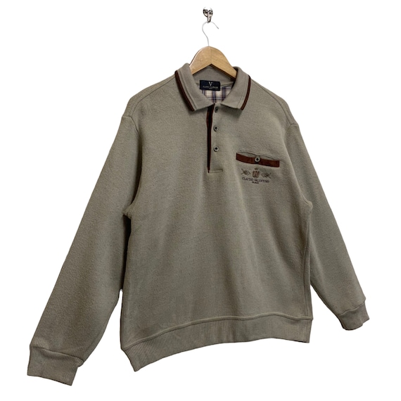 Vintage 90s Claudio Valentino Small Logo Collar Sweathirt Claudio