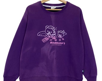 RARE!! Vintage Japanase Cartoon Rilakkuma Big Logo Crewneck Sweatshirt Rilakkuma Sweater Rilakkuma Big Logo Crewneck Sweatshirt Size M