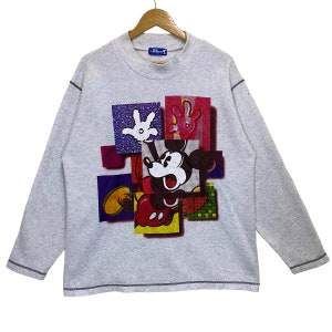 RARE!! Vintage 90s Mickey Mouse Crewneck Sweater Mickey Mouse Sweater Mickey Mouse Big Logo Printed Crewneck Sweatshirt Size M