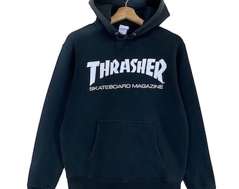 RARE!! Vintage 90s Thrasher Skaterboards Magazine Big Logo Hoodies Trasher Skaterboards Hoodies Size M