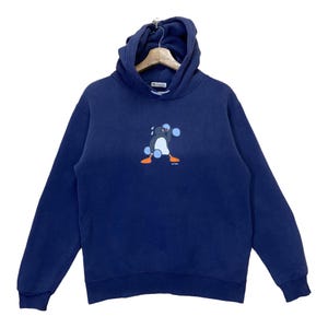 RARE!! Vintage 90s Pingu Crewneck Hoodie Pingu Sweater Pingu Big Logo Pullover Hoodie Size M