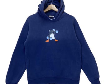 RARE!! Vintage 90s Pingu Crewneck Hoodie Pingu Sweater Pingu Big Logo Pullover Hoodie Size M