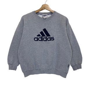 RARE!! Vintage 90s Adidas Big Logo Crewneck Sweathirt Adidas Crewneck Sweater Adidas Big Logo Embroidered Crewneck Sweathirt Size S