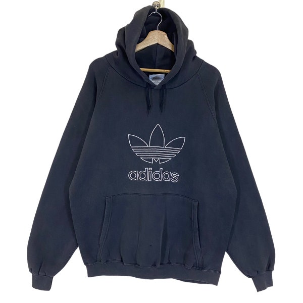 ¡¡EXTRAÑO!! Vintage 90s Adidas sudaderas con capucha hechas en EE.UU. Adidas Crewneck suéter Adidas gran logotipo bordado sudaderas con capucha tamaño L