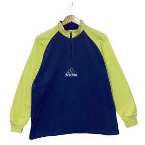 RARE!! Vintage 90s Adidas Half Zip Crewneck Sweatshirt Adidas Sweater Adidas Big Logo Halfzip Sweatshirt Size M