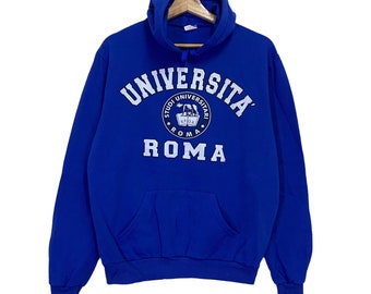 Vintage 90s Universita Roma Crewneck Hoodies University Roma Sweater University Roma Big Logo Pullover Hoodie Size S