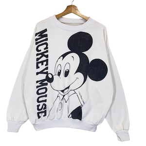 RARE!! Vintage 90s Mickey Mouse Mirror Print  Crewneck Sweatshirt Mickey Mouse Sweater Mickey Mouse Big Logo Crewneck Sweatshirt Baggy M
