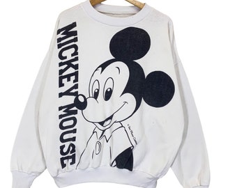 RARE!! Vintage 90s Mickey Mouse Mirror Print  Crewneck Sweatshirt Mickey Mouse Sweater Mickey Mouse Big Logo Crewneck Sweatshirt Baggy M