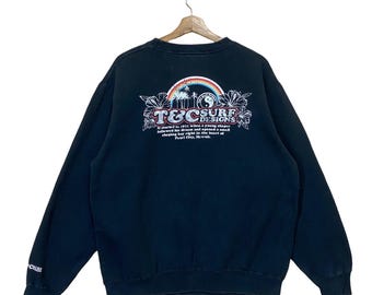 Vintage Town N Country Hawaii Surf Design Big Logo Crewneck Sweatshirt TnC Sweater TnC Hawaii Big Logo Pullover Sweatshirt Size M