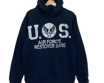 Choisissez !! Sweat à capuche ras du cou avec gros logo Base de l'US Air Force Westover Pull à capuche de l'US Air Force Westover Base avec grand logo de l'US Air Force Westover