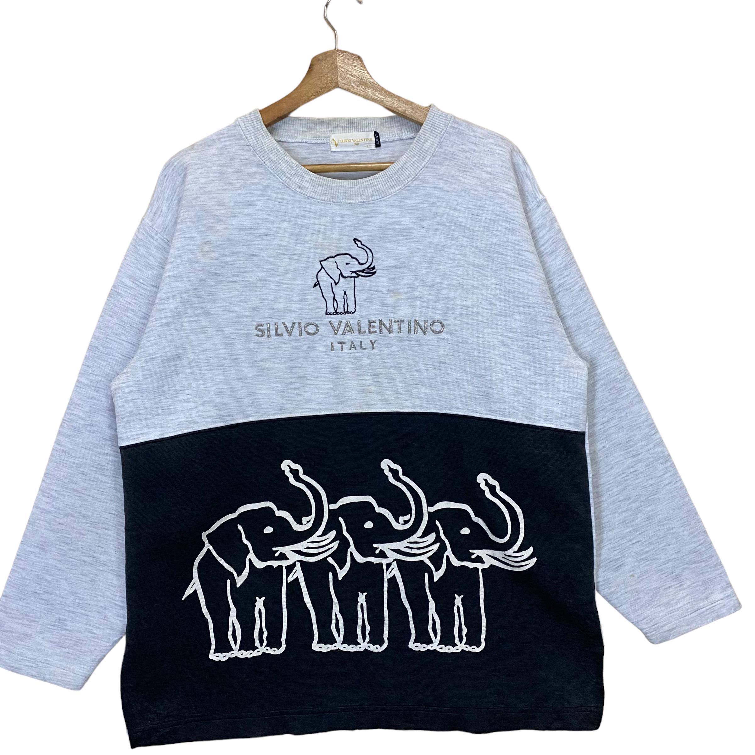 Valentino, Vintage 90s Silvio Valentino Italy Crewneck Sweatshirt Silvio Valentino Big Logo Embroidered Crewneck Sweatshirt M
