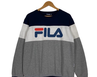 Vintage 90s Fila Colour Block Crewneck Sweatshirt Fila Sweater Fila Big Logo Crewneck Sweatshirt Size S