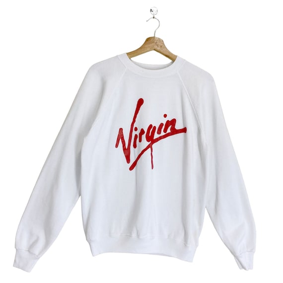 RARE Vintage 90s Virgin Atlantic Sweatshirt Airways Crewneck British Airline Promo Leisurewear Merchandise Spell Out White Pullover Size M Etsy