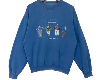 Vintage Lupo Di Mare Sina Cova Sportfishing Sweatshirt Medium Size