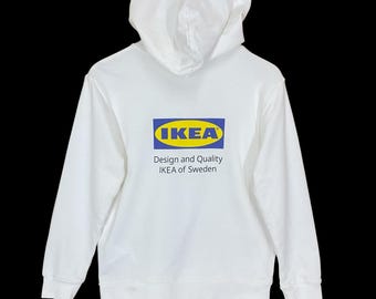 ¡¡RARO!! Sudadera con capucha IKEA con logo grande, suéter IKEA, sudadera con capucha IKEA con cuello redondo y logo grande estampado, talla pequeña