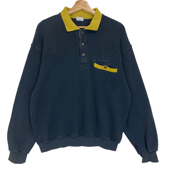 Asics, RARE!! Vintage 90s Prolook by Asics Sweatshirt Prolook by Asics Sweater Prolook by Asics Polo Rugby Jumper Sweatshirt Size M