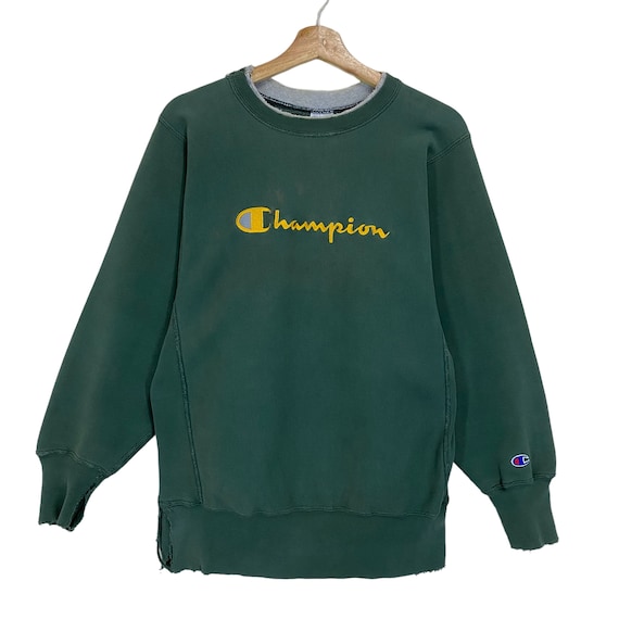 DISTRESSED!! Vintage 90s Champion Reverse Weave Big Logo Crewneck  