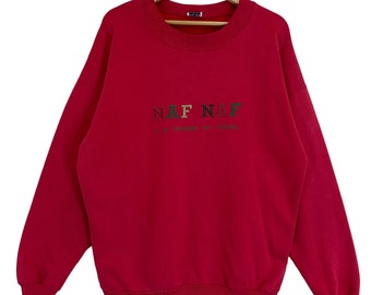 RARE!! Vintage Japanese Naf Naf Issey Miyake Crewneck Sweatshirt Naf Naf Crewneck Naf Naf Embroidered Design Naf Naf Sweatshirt Size L