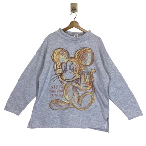 RARE!! Vintage 90s Mickey Mouse Crewneck Sweatshirt Mickey Mouse Sweater Mickey Mouse Big Logo Printed Crew Neck Sweatshirt Size L