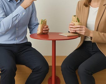 Wall Mounted Round Cafe Table - Space Saving Bistro Table - Metal Cocktail Table - Restaurant Balcony Desk - Outdoor Bar Counter