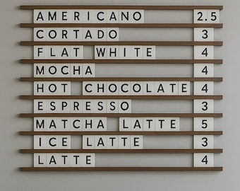 Cafe Menu Board Wall Mounted | Restaurant Wooden Menu Display | Coffee Shop Price List | Bar Menu Sign | Custom Menu Board