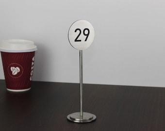 Stainless Steel Table Numbers - Reception Table Numbers - Elegant Table Markers for Restaurants, Cafes and Events - Table Numbers With Base