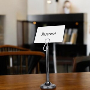 Porta-cartões de aço inoxidável - Porta-cartões de mesa - Porta-etiquetas e display de preços - Suporte de mesa para casamento - Suporte para placas de reserva - Etiqueta para buffet