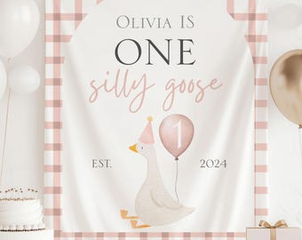 One Silly Goose Birthday Banner, One Silly Goose Birthday Decorations, Silly Goose Birthday Backdrop Goose 1st Birthday Banner 1 Silly Goose