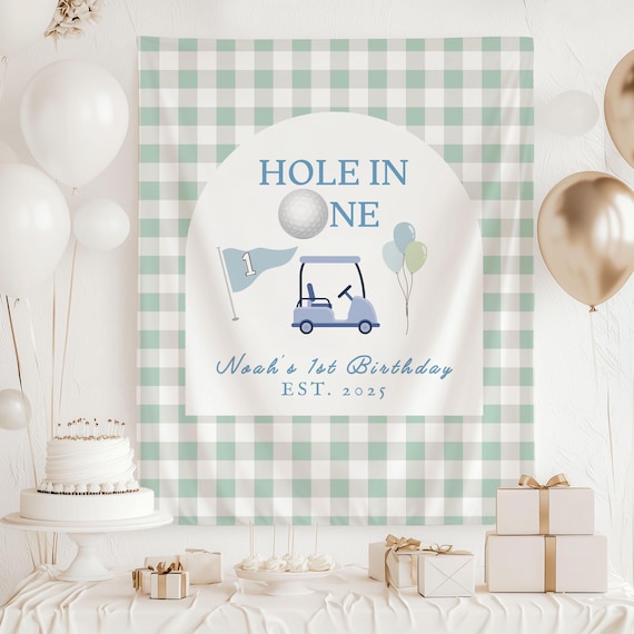 Hole in One Birthday Decorations, Hole in One First Birthday Banner, Hole in One Backdrop, Mastered Birthday Banner, Golf 1st Birthday Sign