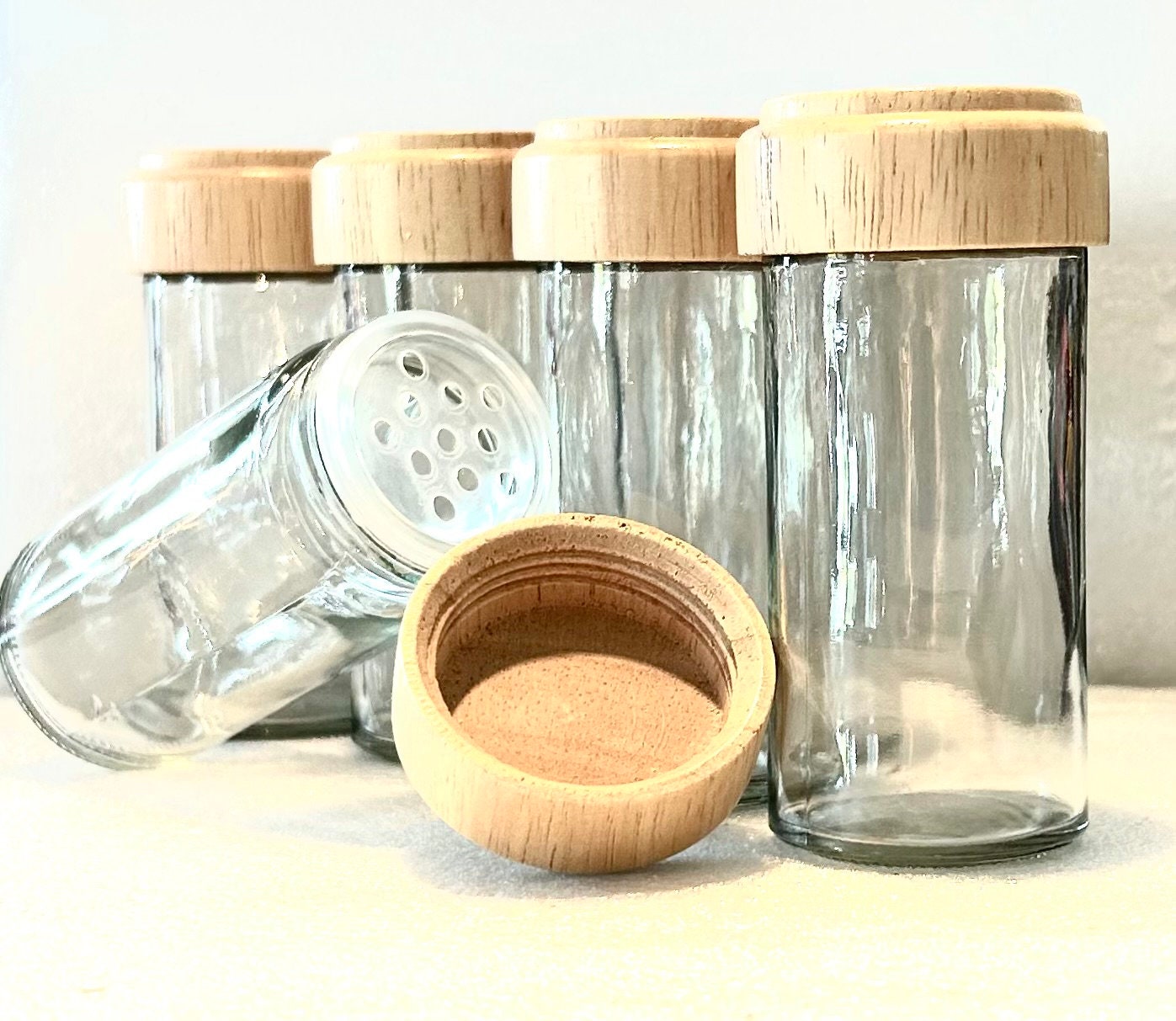 ALANI Slim Glass Spice Jars With Bamboo Lid Size 210ml Organise