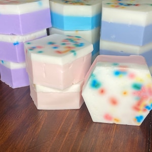 Fun Sprinkle Vanilla Cupcake Hexagon handmade soap,  clean soap , moisturizing soap, handmade soap bar, vanilla cupcake soap, melt pour soap