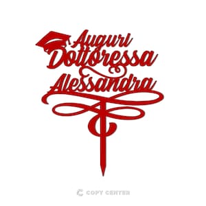 Cake Topper Laurea Plexiglass personalizzabile con nome