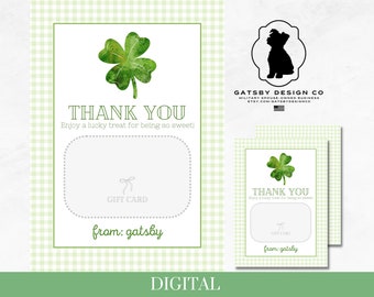 St Patricks Day Starbucks Gift Card houder voor Vanilla Gift Card Idee voor Printable Gingham St Pattys Day Leraar Dank u wel Opmerking