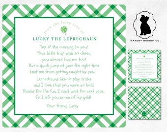 Printable St Patricks Day Leprechaun Letter Gift Tag, INSTANT DOWNLOAD