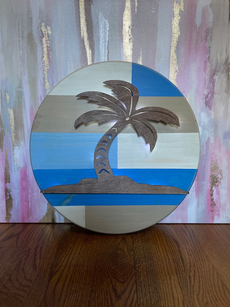 Large Palm Tree Wall Art With Light Etsy