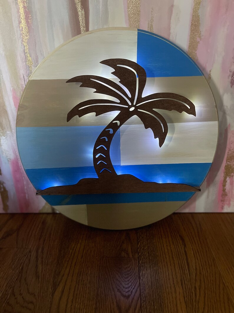 Large Palm Tree Wall Art With Light Etsy
