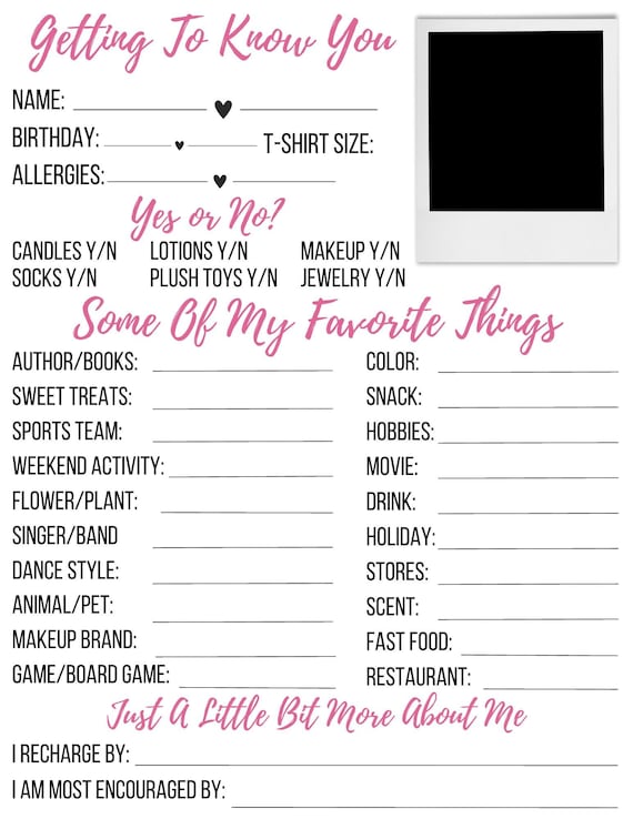 Dance Sister Survey PDF Get To Know You Digital Download Dance Sister Questions Dance Big Little Reveal Questionnaire For Friend Gifts Lil