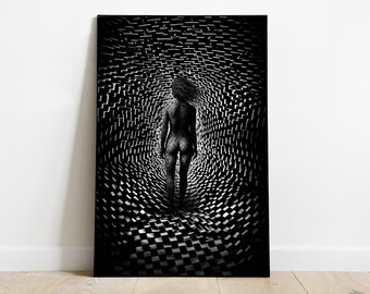 Gravity, darkness, naked women, printable art, Light, black and white, download