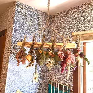 18”-30&quot; Dried Herb Flower Kitchen Ceiling Hanger Whimsigoth Magical Rack Chandelier CottageCore Primitive Rustic Vintage Style Culinary Gift