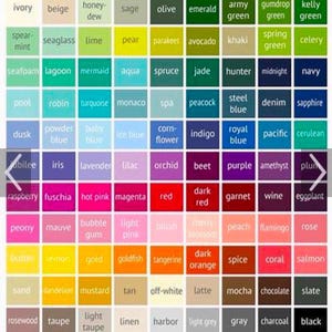 Peut inclure: Un nuancier de couleurs avec 100 &eacute;chantillons de couleurs diff&eacute;rents, chacun &eacute;tiquet&eacute; d'un nom. Les couleurs sont dispos&eacute;es en lignes et en colonnes, et les noms sont imprim&eacute;s sous chaque &eacute;chantillon. Les couleurs vont du clair au fonc&eacute;, et du froid au chaud.