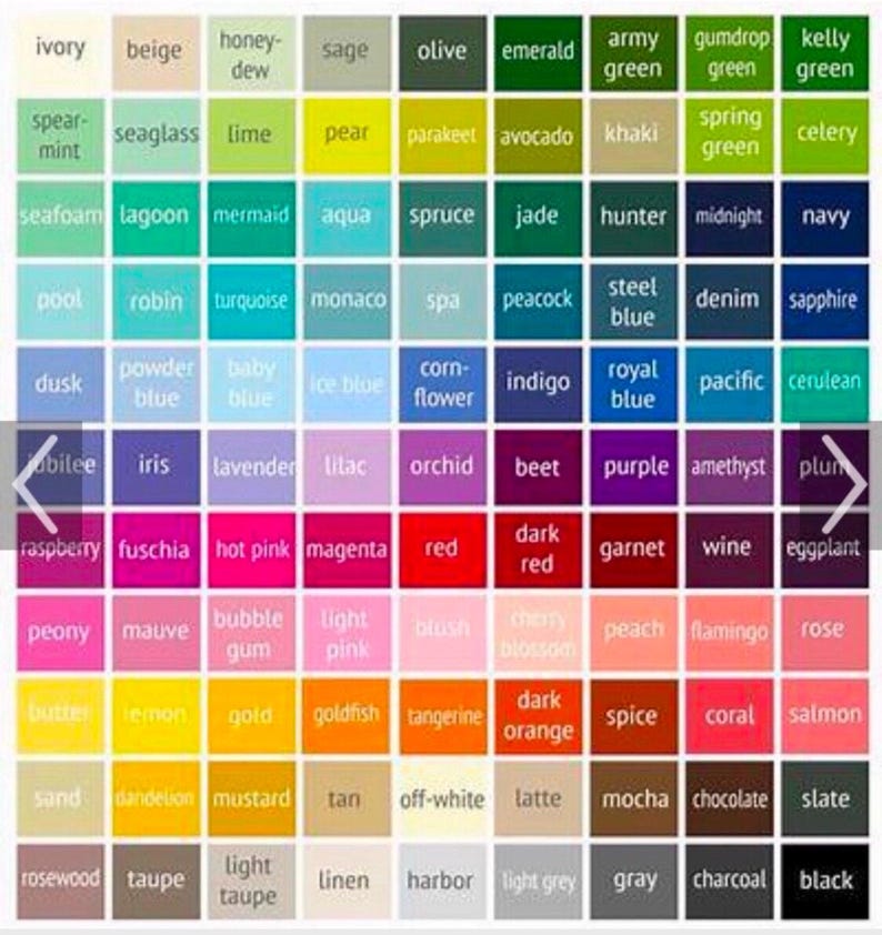 Peut inclure: Un nuancier de couleurs avec 100 &eacute;chantillons de couleurs diff&eacute;rents, chacun &eacute;tiquet&eacute; d'un nom. Les couleurs sont dispos&eacute;es en lignes et en colonnes, et les noms sont imprim&eacute;s sous chaque &eacute;chantillon. Les couleurs vont du clair au fonc&eacute;, et du froid au chaud.