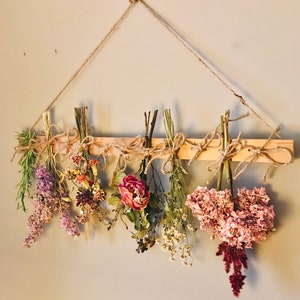 30” OAK Dried Herb Flower Hangers Rack Wall Decor AND/OR Display Flower Bars Whimisgoth Christmas Wedding Boho Sustainable Magical