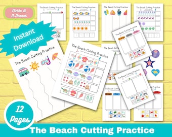 Cutting Practice Activity, Cut and Paste Printable, Preschool Scissor Skills, Homeschool Kindergarten Fine Motor