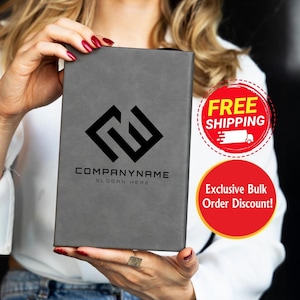 Personalized Company Logo Leather Notebook , Personalized Corporate Gifts Journal A5 Notebook , Notebook Planner Gift for Office Company