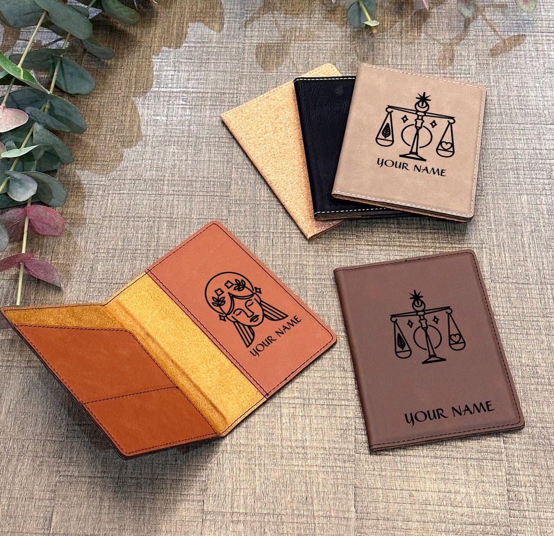 Zodiac Engraved Passport Holder, Custom Passport Holder, Personalized