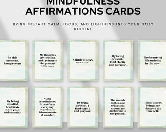 Mindfulness Affirmations Cards | Somatic Daily Affirmation Printable | Wellness Coach Resources | Digital Mental Health Deck Canva Template