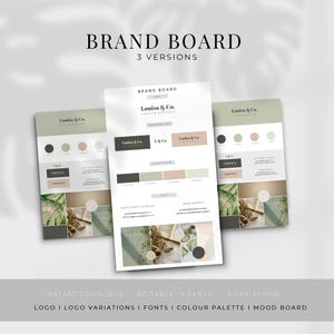 Sage colour Brand Boards template, Editable in Canva, Done for You Brand Kit Template, Brand Kit, Digital Product