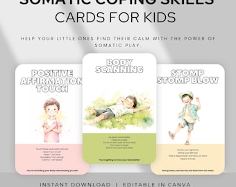 Somatic Coping Skills Cards for Kids | Calm Down Corner Printables | Kids Emotional Regulation | Somatic Yoga & Grounding | Classroom Decor