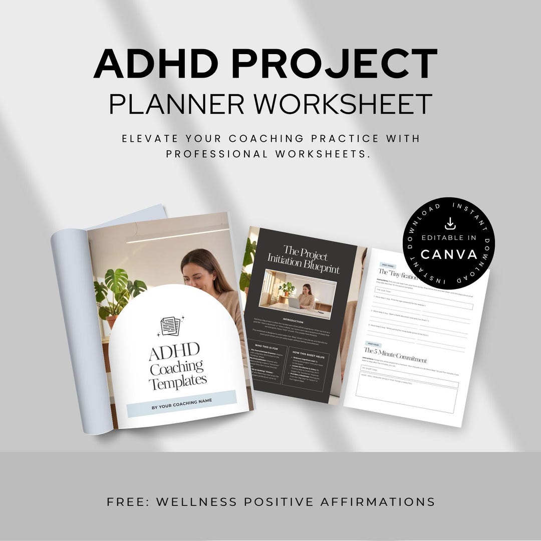 ADHD Project Planner Worksheet, Task Paralysis Digital Download, Goal ...