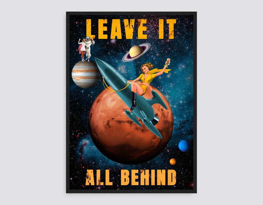 Vintage Space Collage Poster | Retro Sci-fi Astronaut Cosmic Wall Art ...